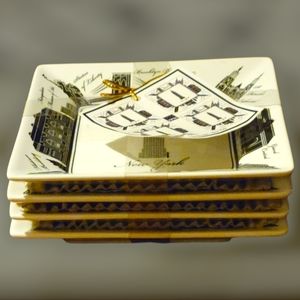 4 Vtg Square Snack Plates New York City Block 222 Fifth PTS International NWOT